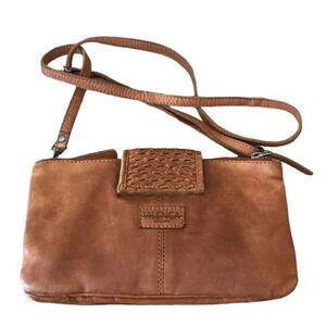Vilenca Holland Women's Brown Leather Crossbody Straps Wristlet Bag